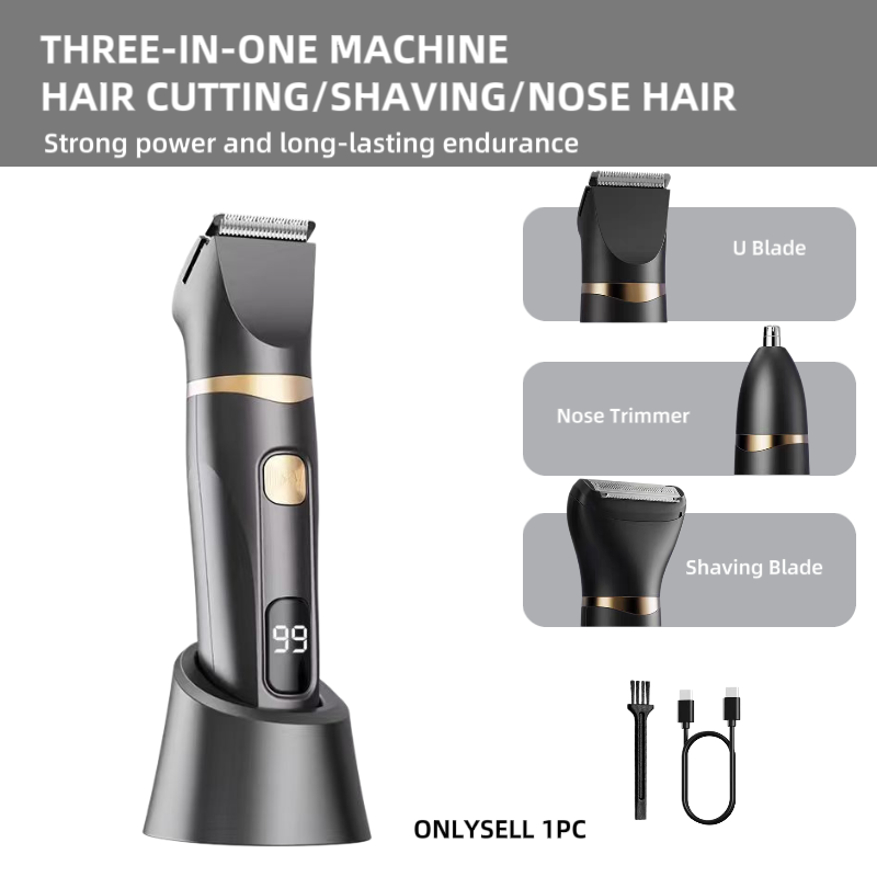 Men'S Grooming Underarm - 3点セット 家庭用電動グルーミングセット、ヘアクリッパーキット（顔用トリマー付き）、鼻毛・耳毛ケア、旅行に便利な男性向けギフト