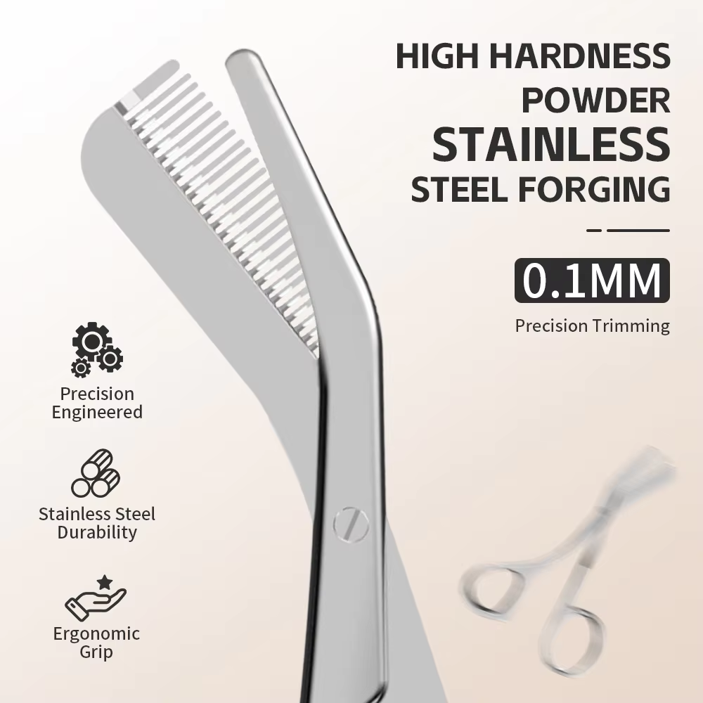 Men'S Grooming Set Gift - 1セットの眉毛グルーミングツール、櫛付き眉毛グルーミングハサミ、男性と女性へのギフト、顔用カミソリ、メイクアップツール