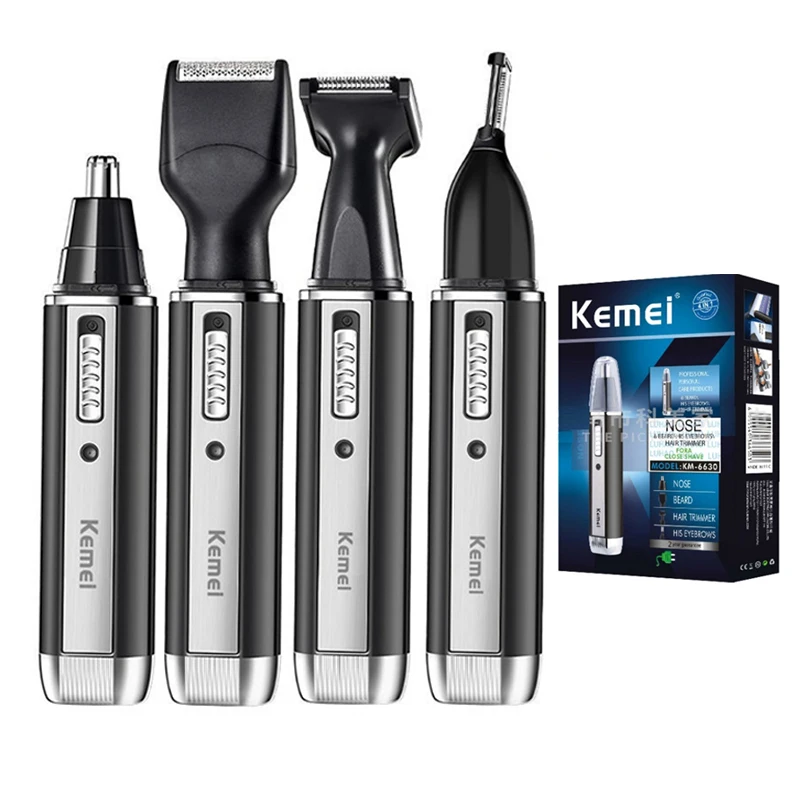 Men'S Grooming Set Gift - Kemei 充電式電気オールインワンヘアトリマー男性用グルーミングキットひげトリマー顔眉毛トリマー鼻耳シェーバー