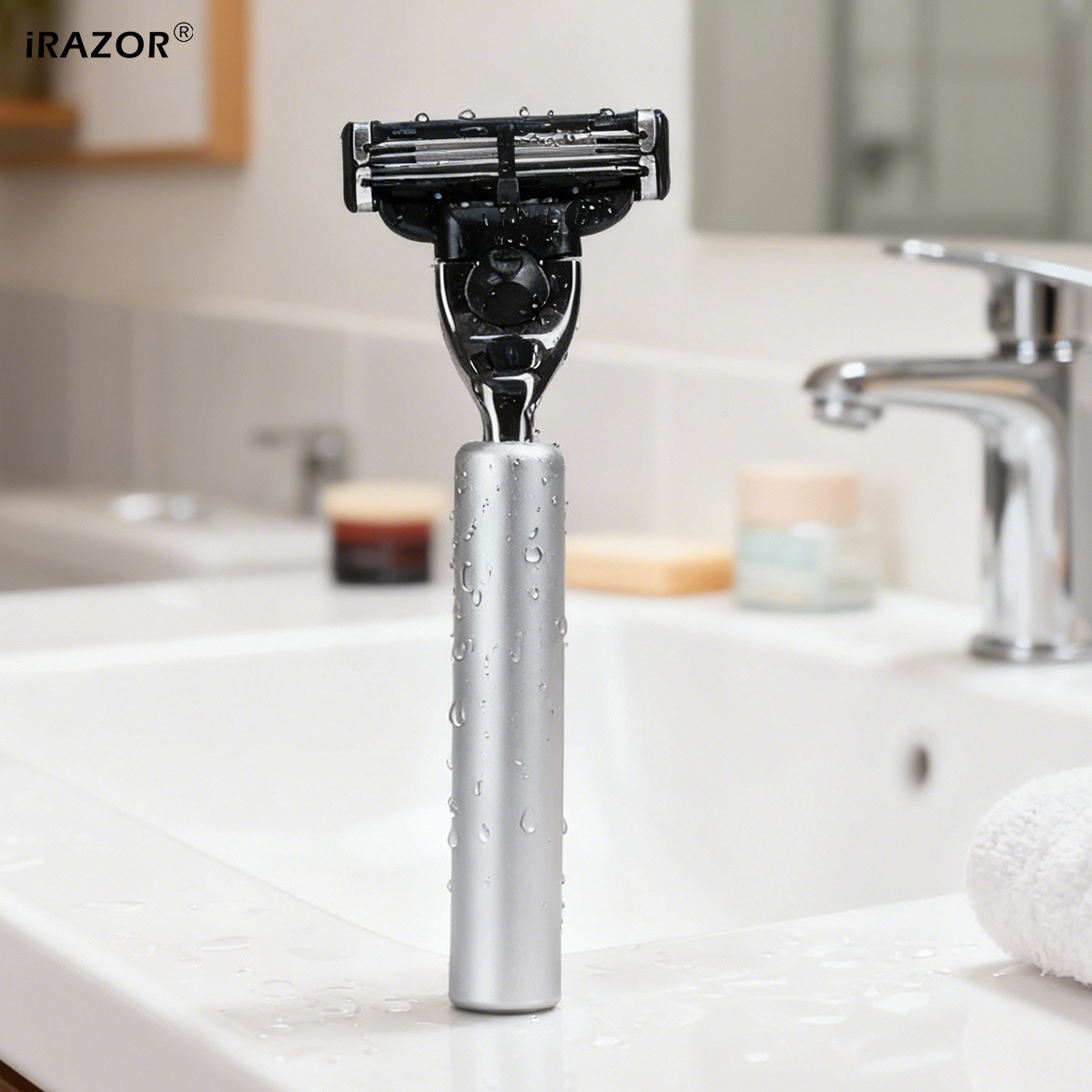 Men'S Grooming Underarm - iRAZOR クラシック メンズひげ剃り アルミハンドル付き 3層マッハ3ブレード 脱毛シェーバー