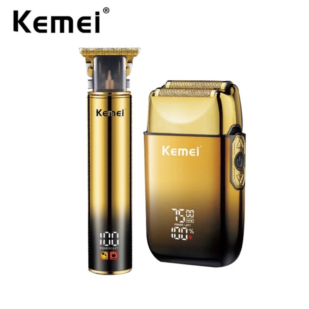 Men'S Grooming Set Gift - Kemei-男性用のプロ用電気シェーバーあごひげクリッパー