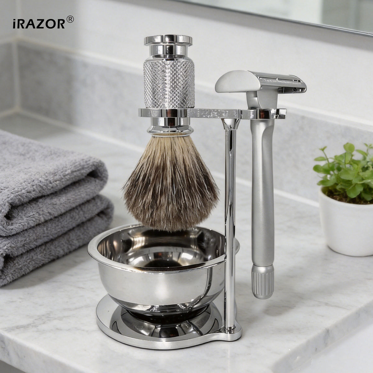 Men'S Grooming Underarm - iRAZOR バタフライオープン両刃安全カミソリキット（替刃10枚、ソフトシェービングブラシ、ウェットシェービンググルーミングギフトセット付き）