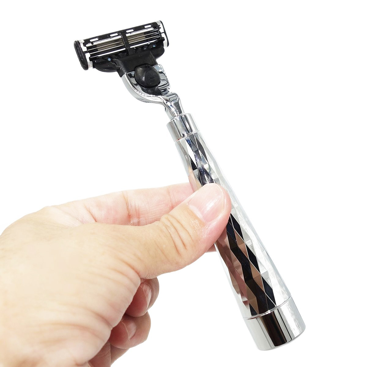 Men'S Grooming Underarm - iRAZOR プレミアム手動カートリッジ式カミソリ 男性用、3枚刃再利用可能ひげ剃り器、キラキラ輝くシルバーメタルハンドル付きグルーミングギフト