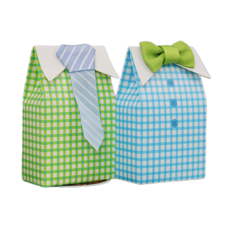 Men'S Grooming Boxes - 10個蝶ネクタイ私リトルマンキャンディーボックスチェック柄の結婚式の好意のギフトボックスのベビーシャワーのゲスト包装袋誕生日パーティーの装飾