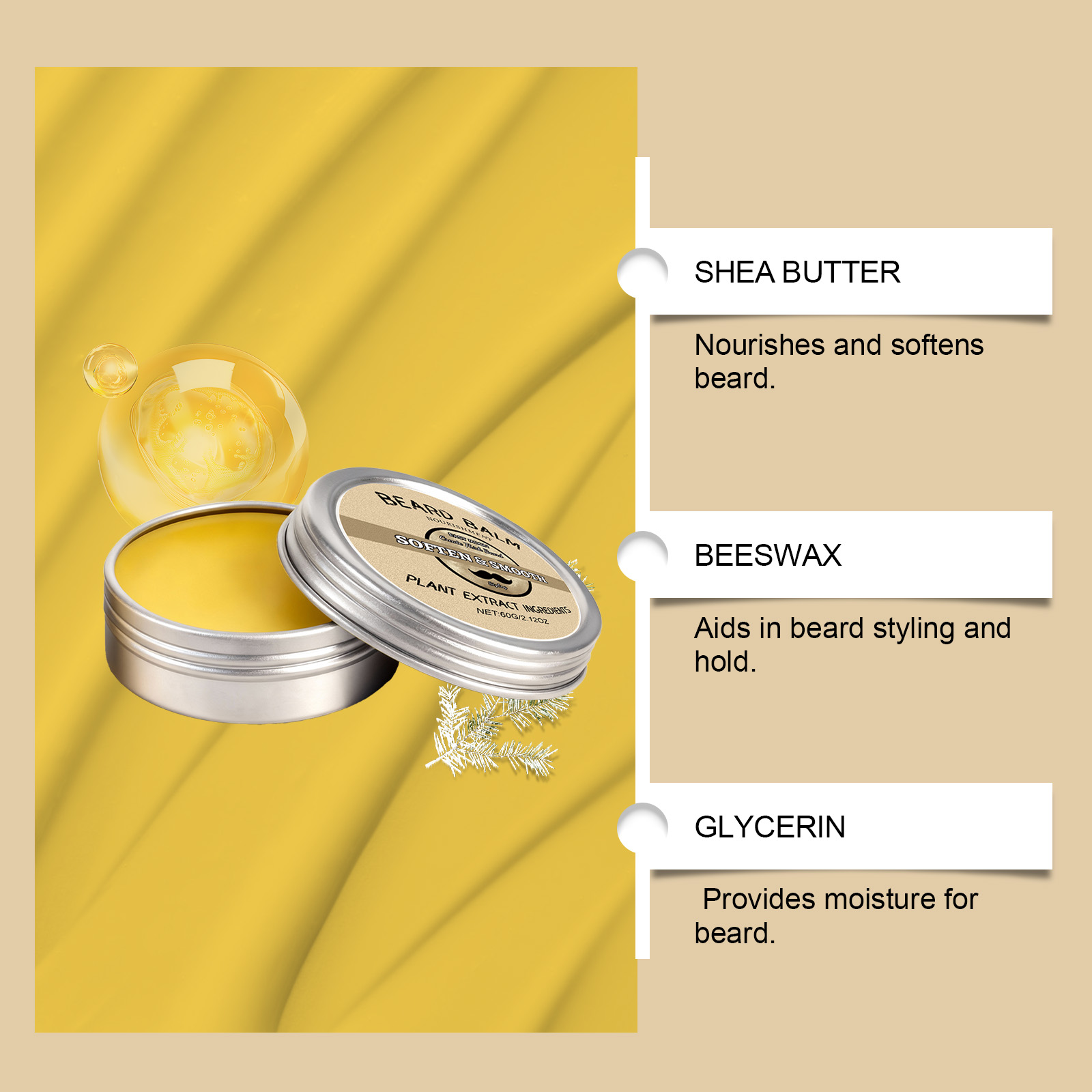 メンズひげケアワックス - 滑らかで光沢があり、爽やかで、べ - Men'S Grooming Wax のレビューと価格
