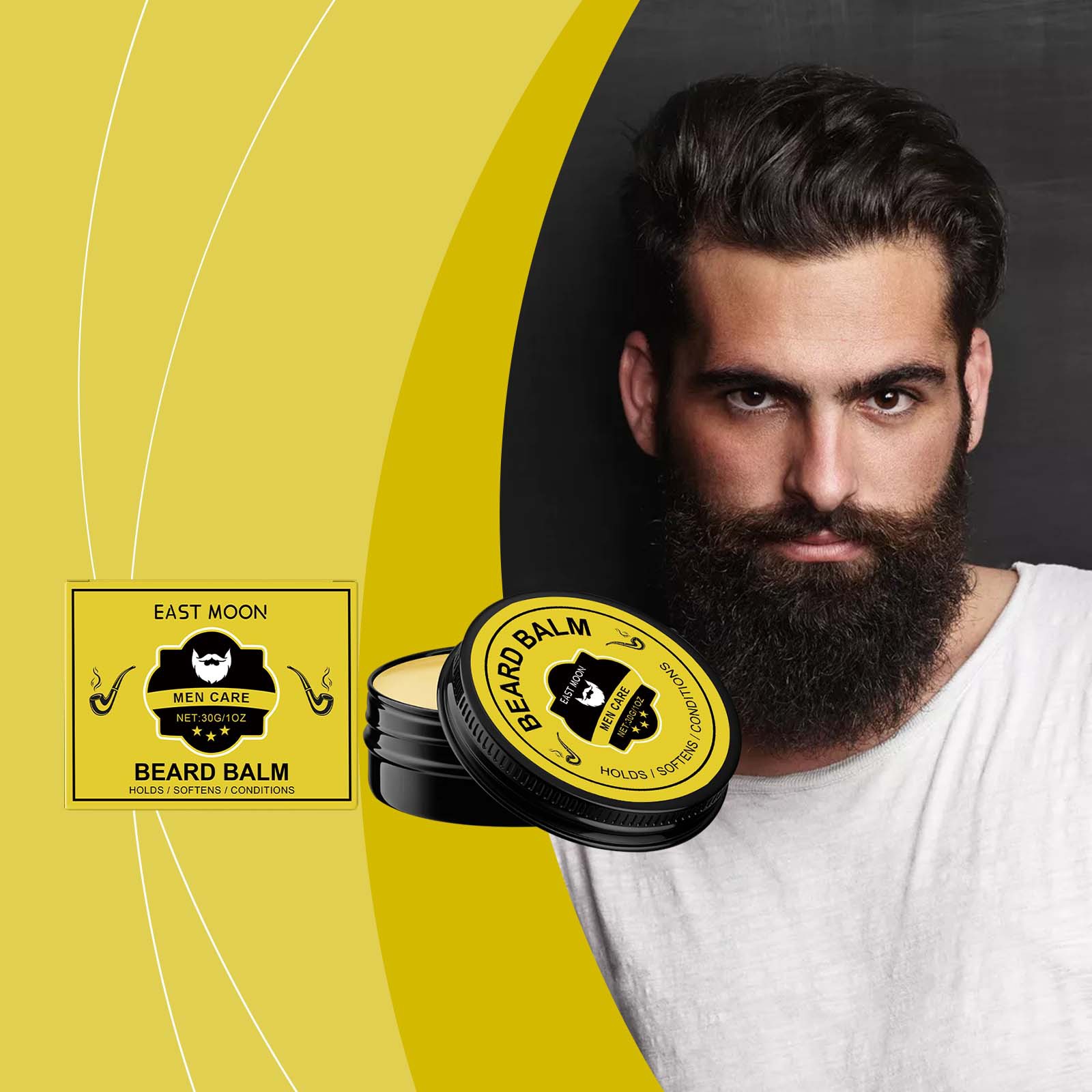 イーストムーンメンズビアードケアバーム、ソフトで栄養を与え、 - Men'S Grooming Wax のレビューと価格