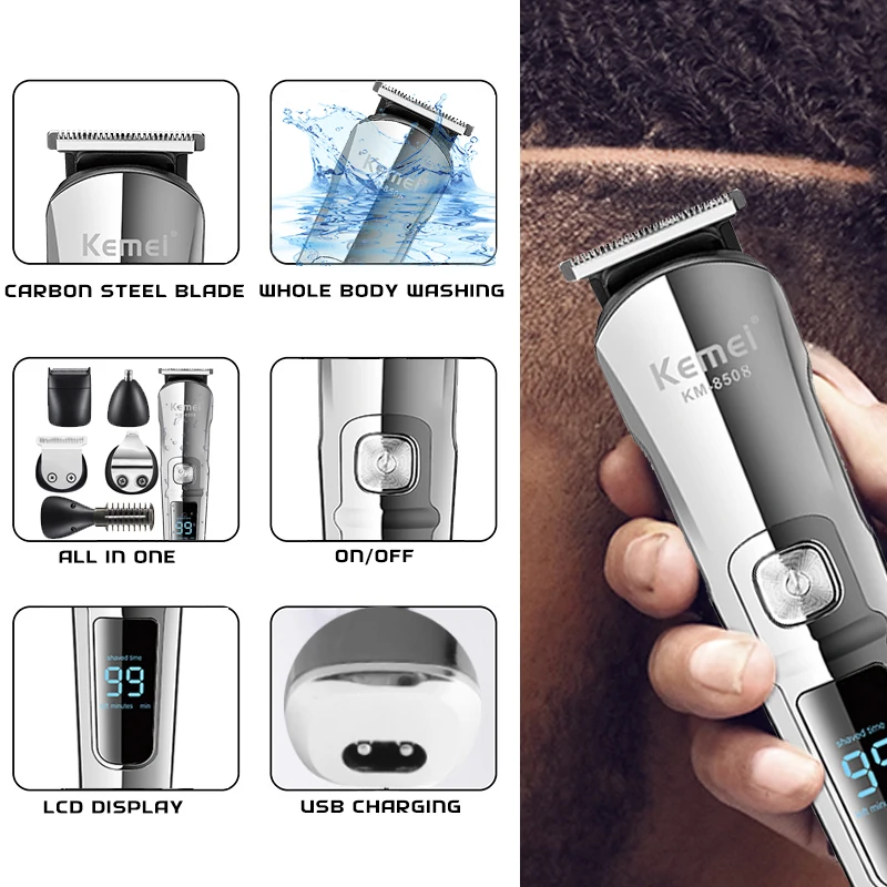 Kemei プロフェッショナル多機能ひげトリマー防水 6 で - Men'S Grooming Boxes のレビューと価格