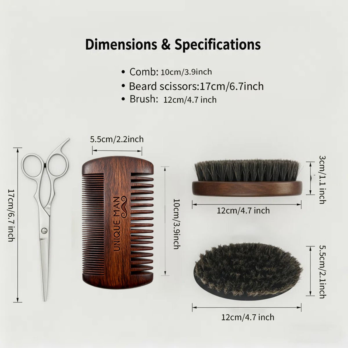 ユニークマン メンズひげセット、黒ひげブラシとコーム、毎日の - Men'S Grooming Set Gift のレビューと価格